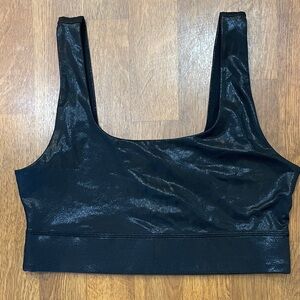 Shiny Black Sports Bra